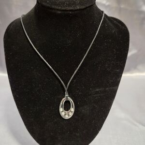 Vintage Butler Silver Tone Rhinestone  Pendant Necklace
